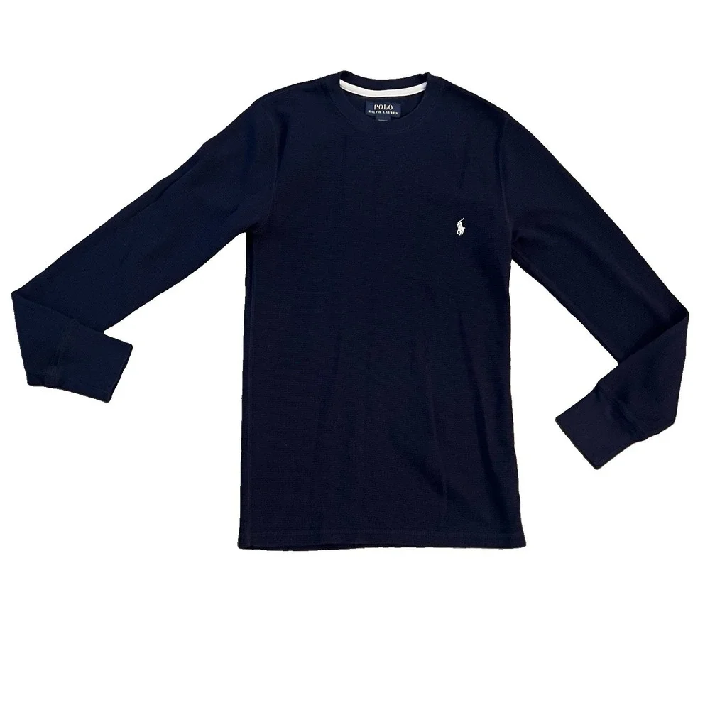 Polo Ralph Lauren Sleepwear Men Waffle Knit Thermal  Small Navy Blue White Pony